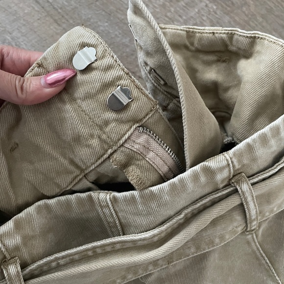 High Waisted Tan Denim Shorts with Bow Belt - Picture 3 of 6